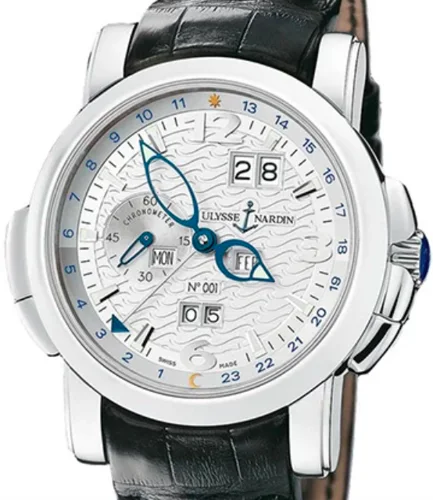 Ulysse Nardin GMT +/- Perpetual Silver Dial Leather Strap