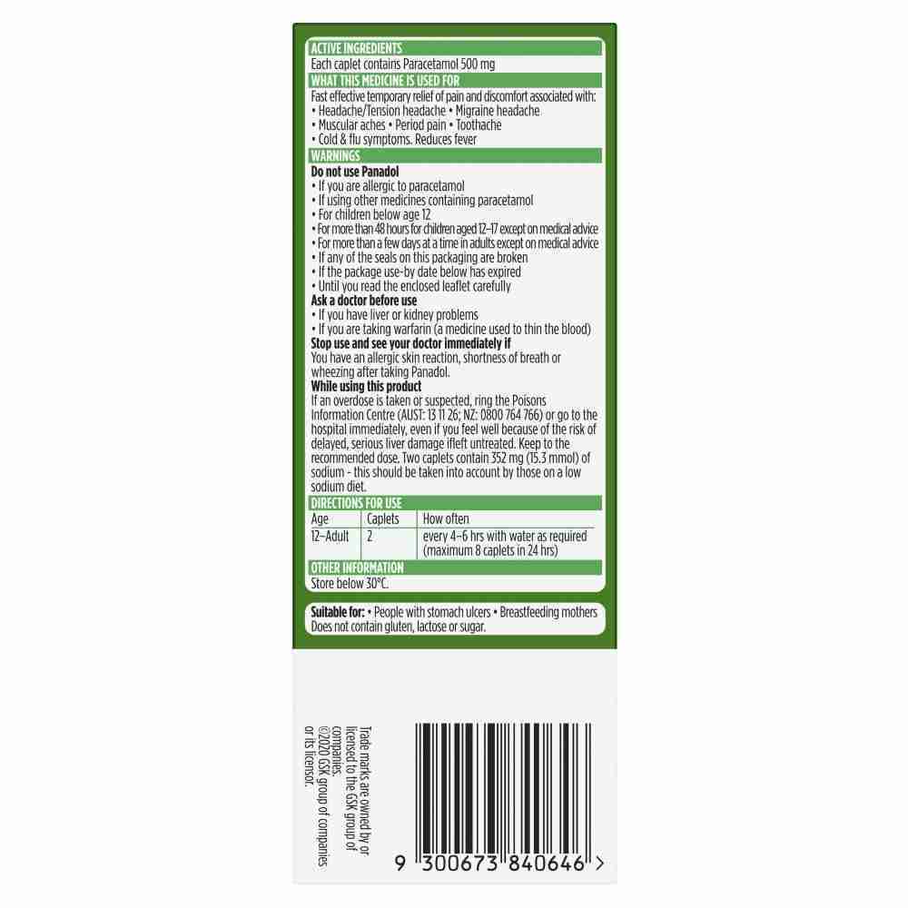 Panadol Rapid for Pain Relief, Paracetamol - 500mg 40 Caplets - Image 3