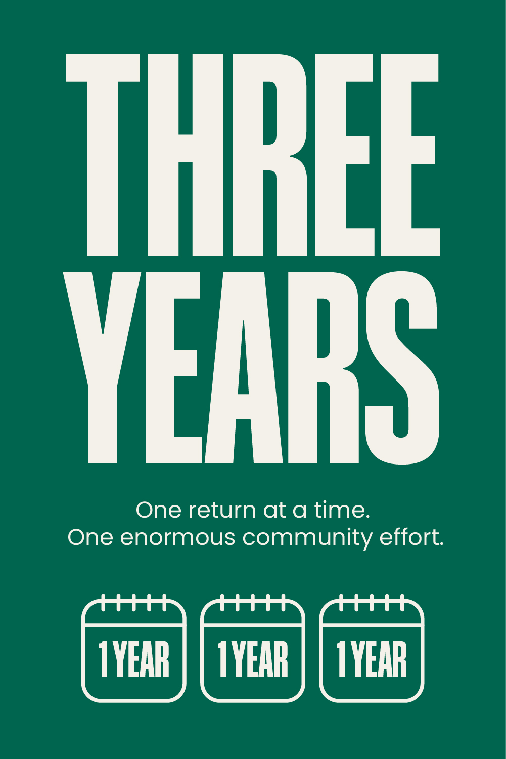 3 YEARS One return at a time. One enormous community effort.