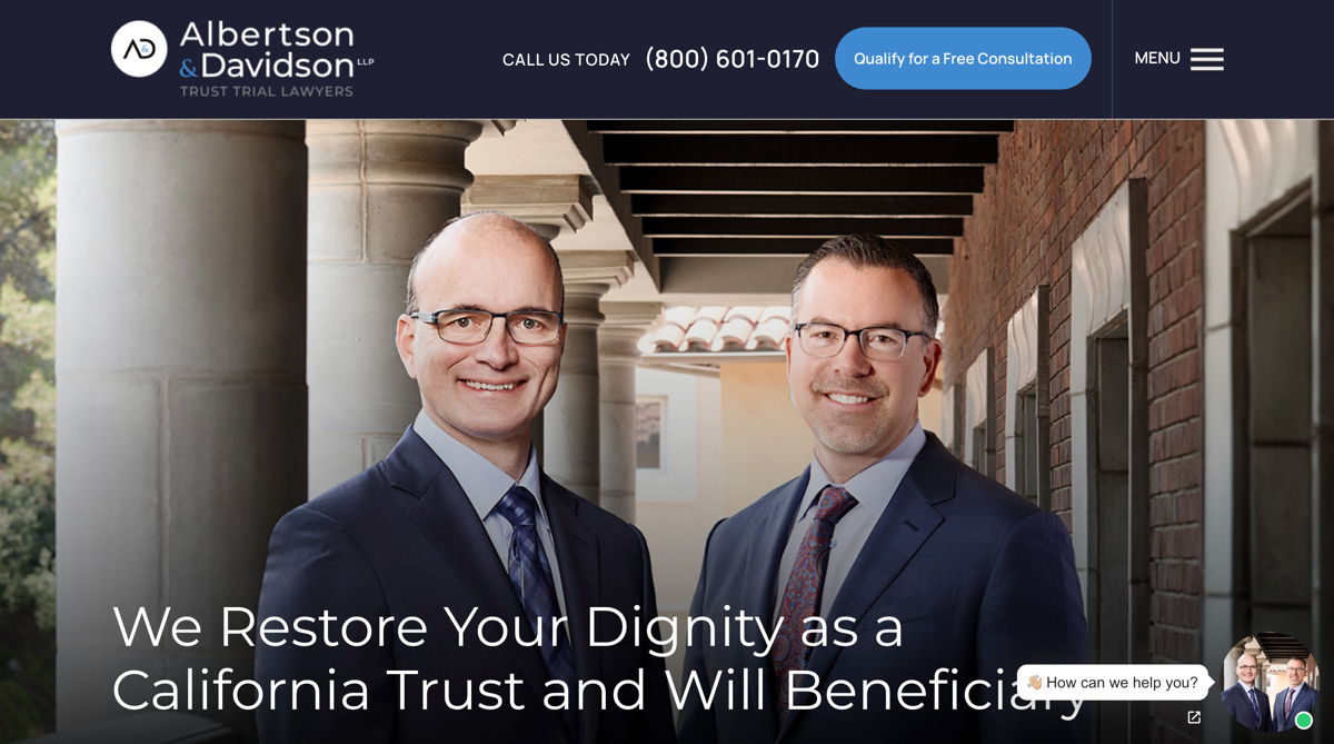 Screenshot of Albertson & Davidson, from the local business websites collection.