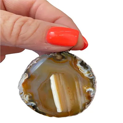 Agate Brown Crystal Pendant - Includes Leather Band