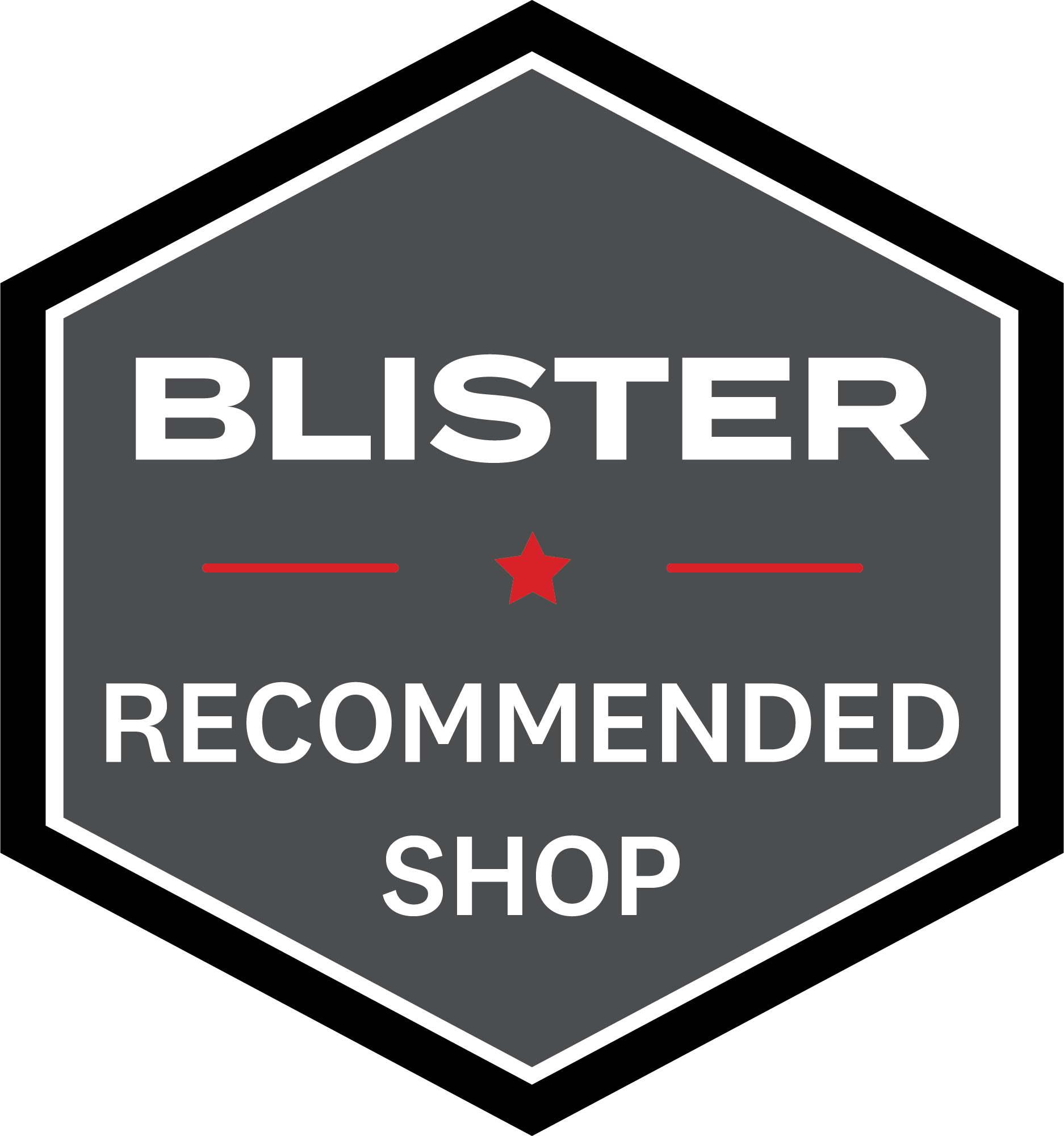 An emblem for Blister Review recommended shops