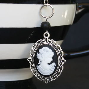 Victorian Cameo Tea Ball Infuser Black & White Gothic Goth Steampunk Tea Accessory for Loose Leaf Tea