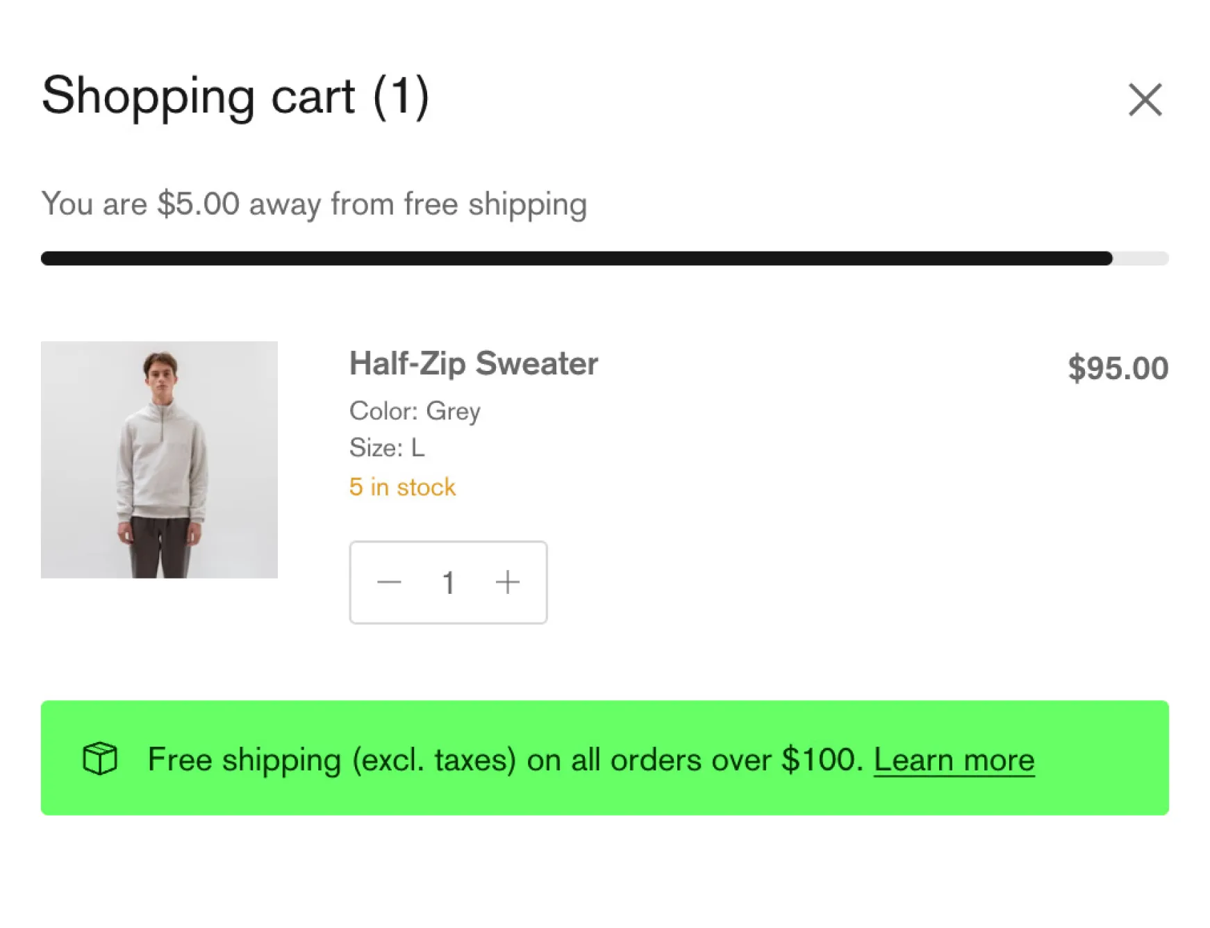 Shopify free shipping bar in cart page