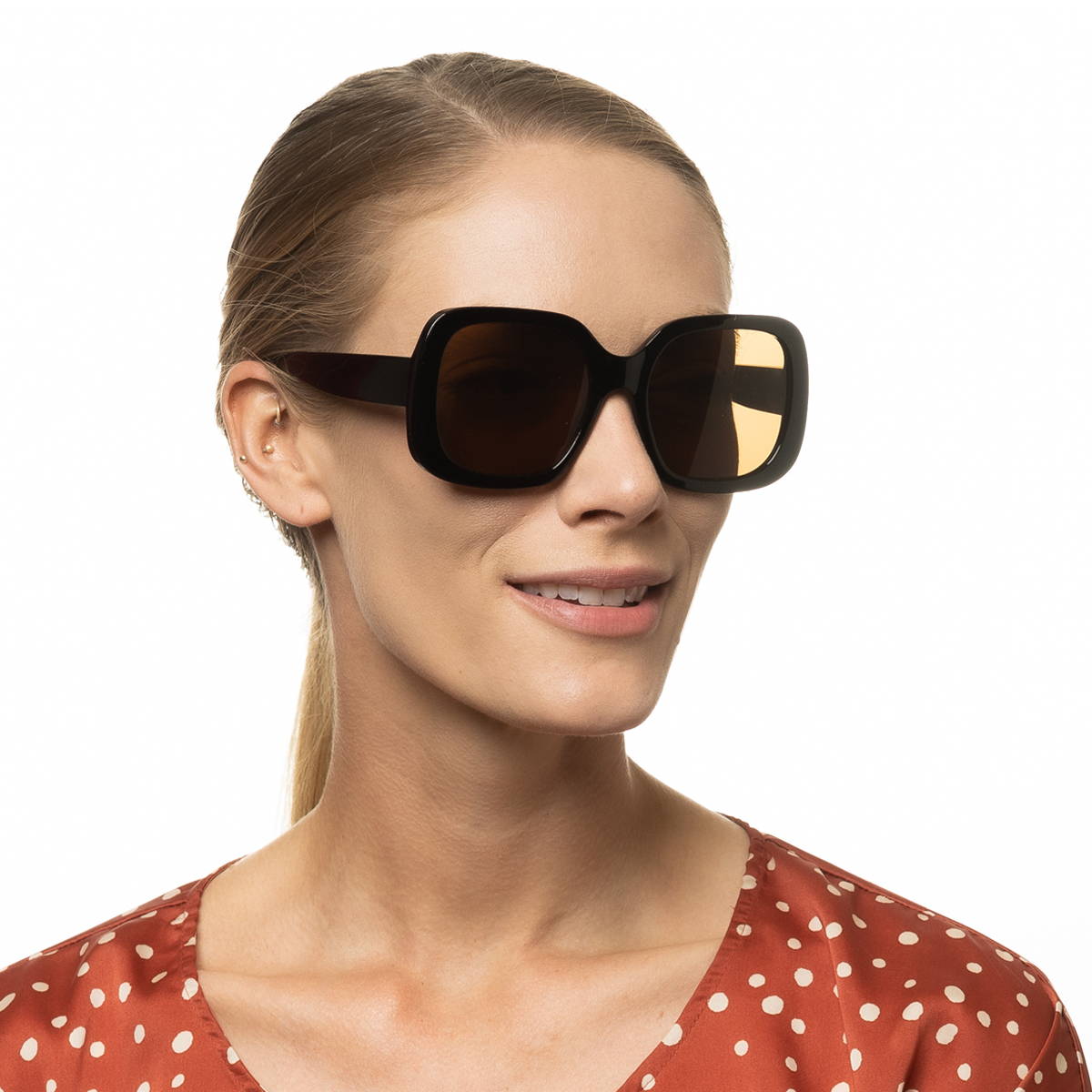 Black-Brown Trotoise Elegant Oversized Square Fashion Sunglasses for Women C-5512