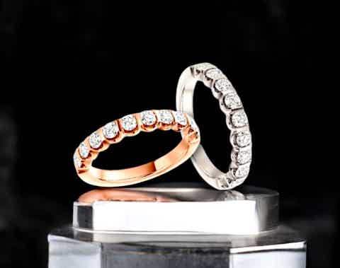 Shop diamond half eternity rings - Pobjoy Diamonds