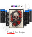 Over 2000 high-quality stencils in 43 different categories, designed for detailed digital tattoos.