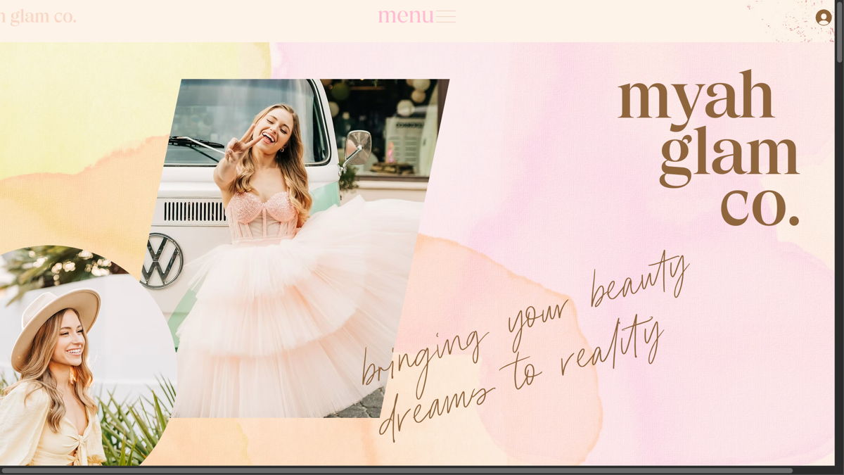 Screenshot of Myah Glam Co, from the makeup artist websites collection.