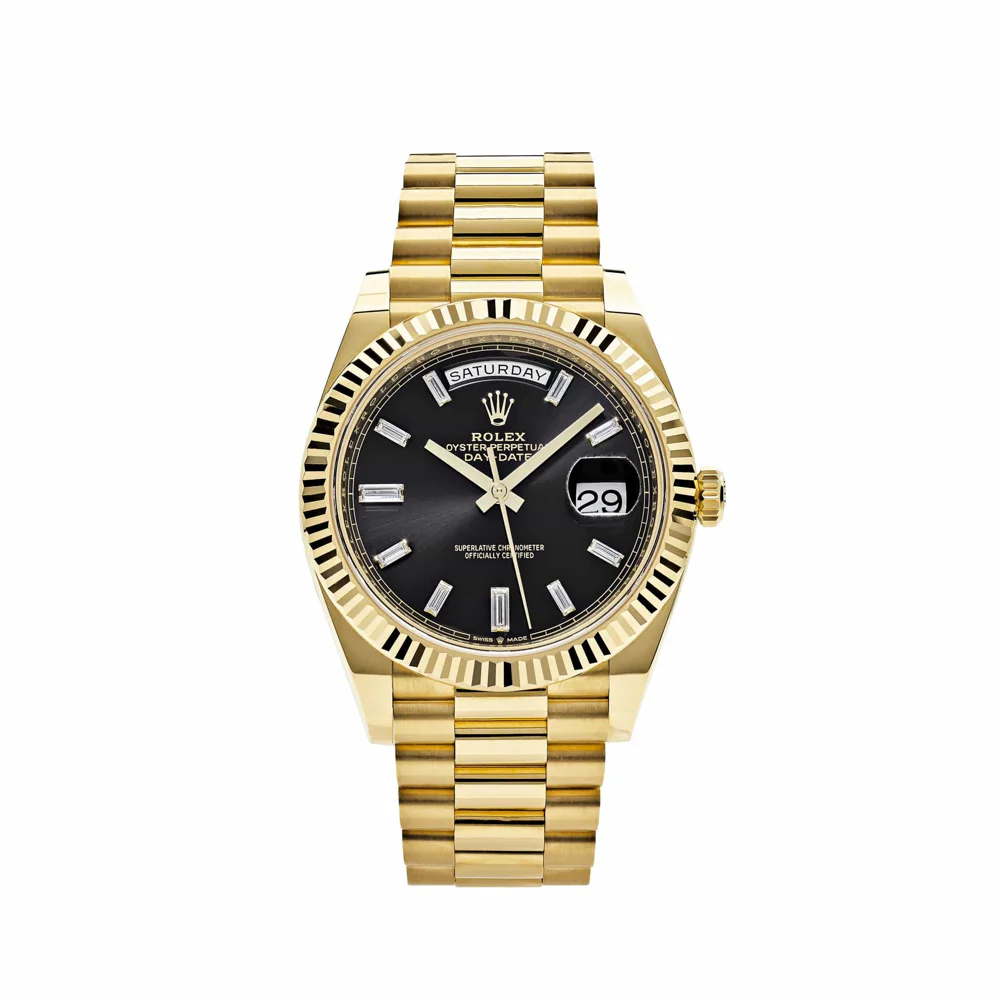 Black Dial with Baguette Diamond Hour Marks Ref 228238