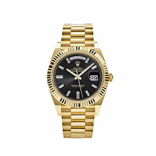 Rolex Day-Date 40 228238 Black Dial with Baguette Diamond Index