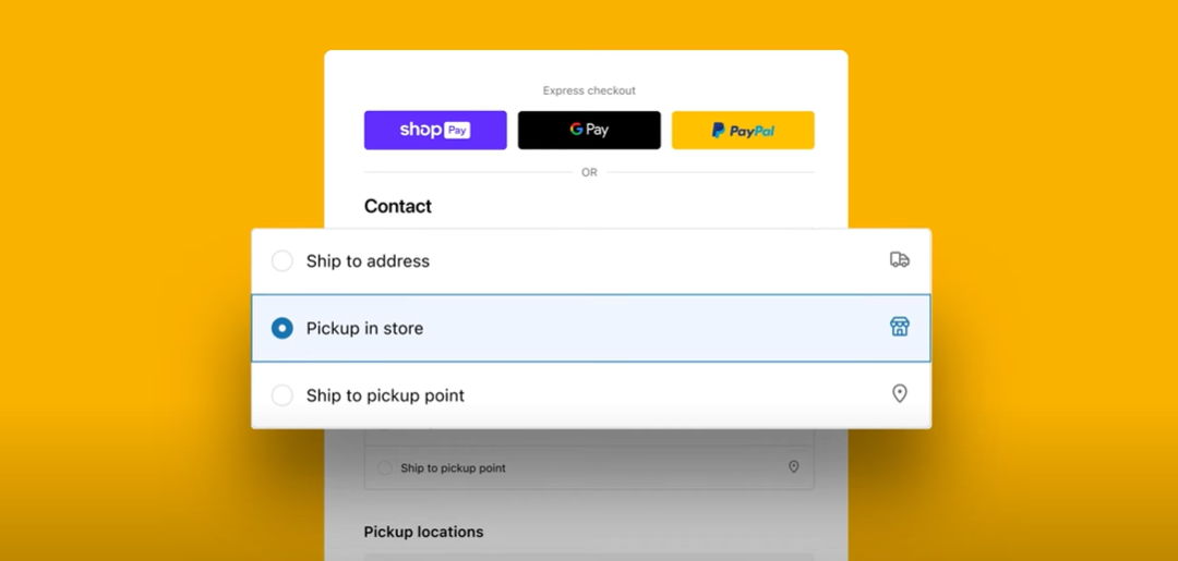 shopify checkout pickup in store