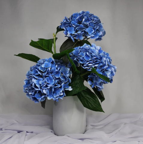 Dark Blue Hydrangeas in Ceramic Vase - Realistic Artificial Flowers - Image 6