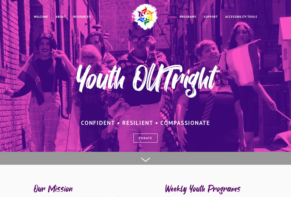 Screenshot of Youth OUTright, from the purple websites collection.
