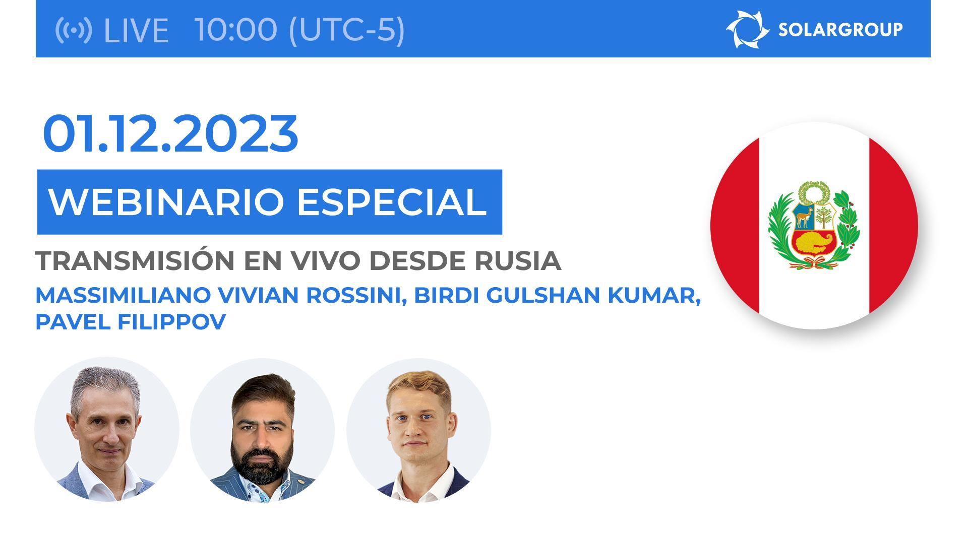 Webinario especial de SOLARGROUP con la participación de  Massimiliano Vivian Rossini, Birdi Gulshan Kumar y Pavel Filippov