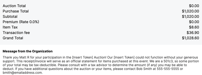 invoice template message