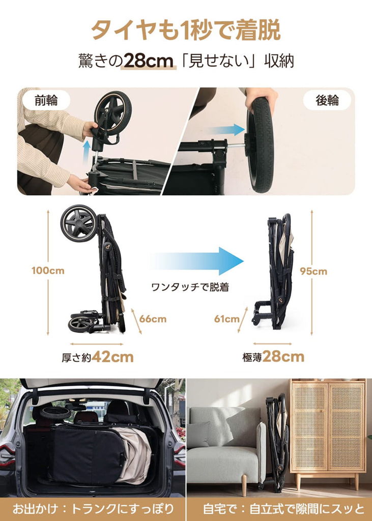 タイヤも1秒で着脱