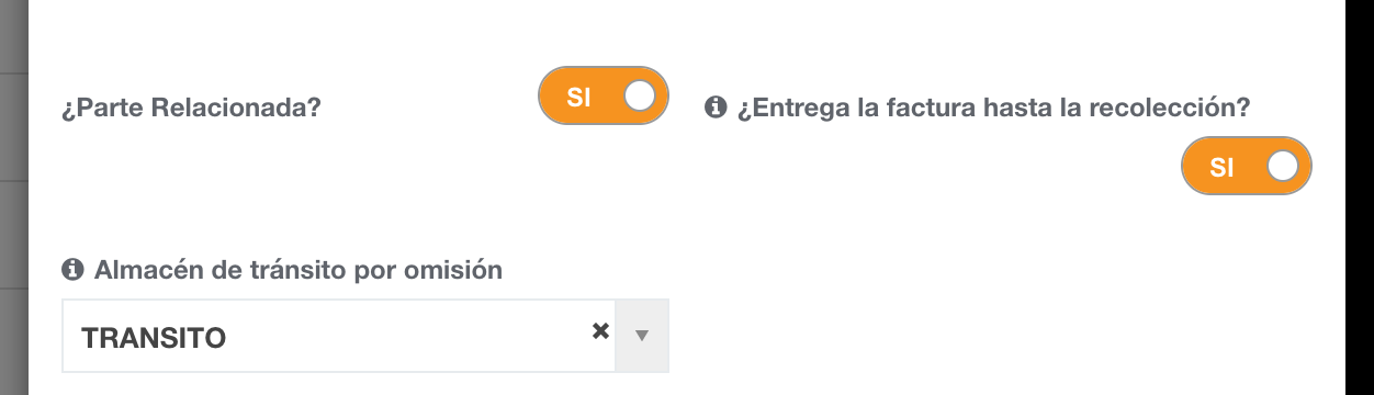 Ficha del proveedor con los campos de factura posterior y almac&eacute;n de tr&aacute;nsito