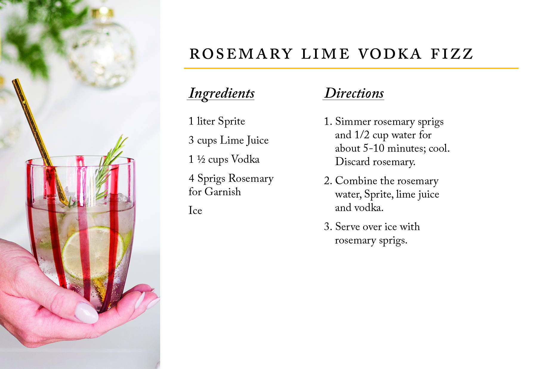 Rosemary Lime Vodka Fizz Cocktail Recipe
