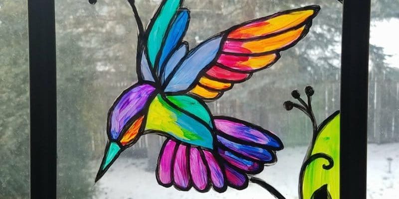 "Colorful Hummingbird- GLASS ART!  Painting Class! promotional image