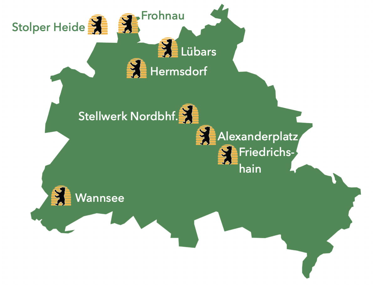 Grafikbild der Bienenstandorte in Berlin und Brandenburg