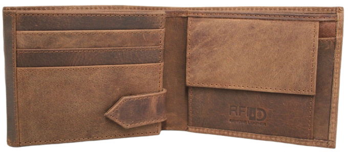 RFID Full Grain Cow Hide Hunter Nu-buck Leather Wallet Style 12040 - Image 7