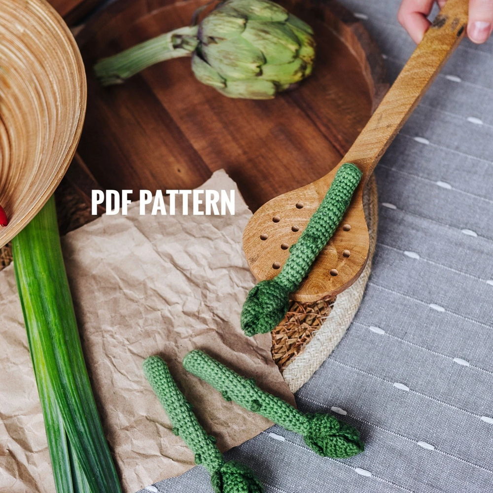 ASPARAGUS crochet pattern PDF - Montessori Toys Baby Food Crochet Pattern Pretend Food Crochet Vegetables Play Food for Kids Asparagus