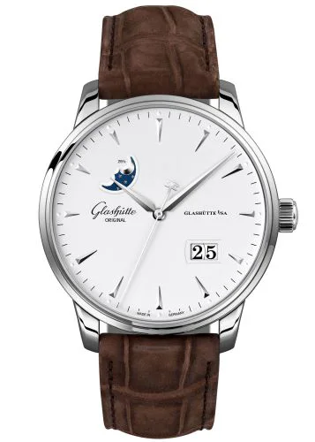 Senator Excellence Panorama Date Moonphase Stainless Steel / Silver / Alligator - Folding