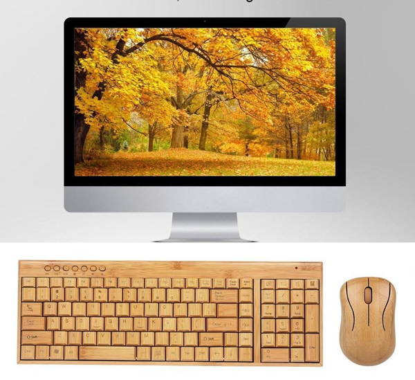 Wooden keyboard for Mac and wireless PC