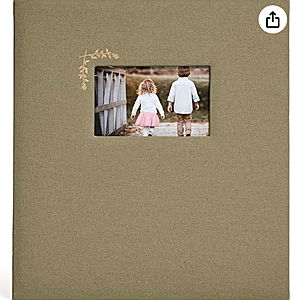 4x6 Photo Album, Olive Window, 12" x 13.2" x 2.1", 50 Sheets, Acid Free, Durable, Luxury, Timeless Style