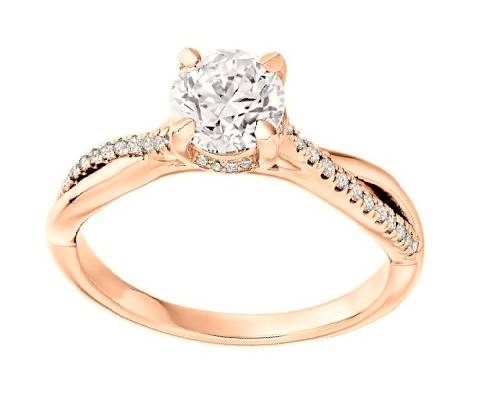 Rose gold semi-set diamond shoulder & solitaire ring
