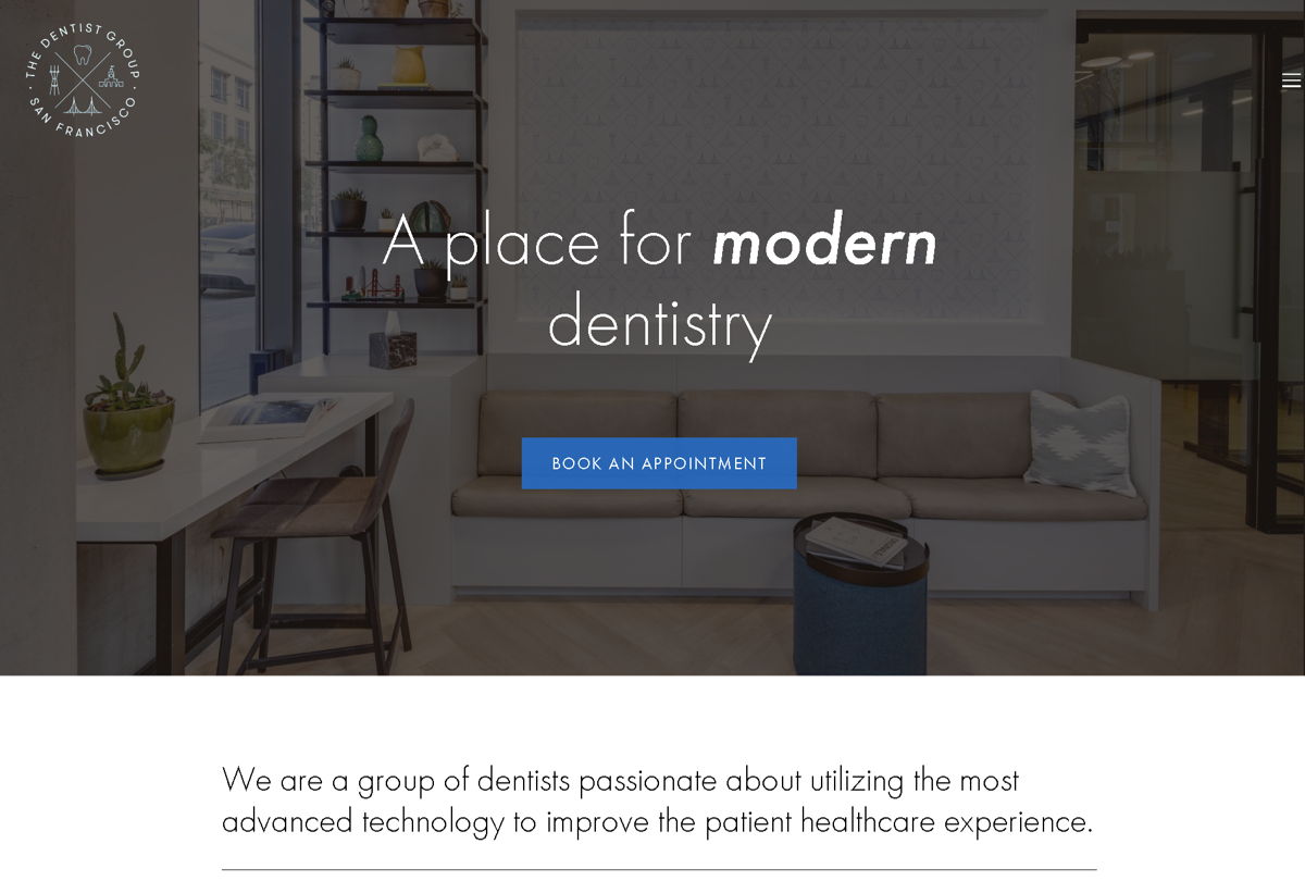 Screenshot of The Dentist Group, from the blue websites collection.