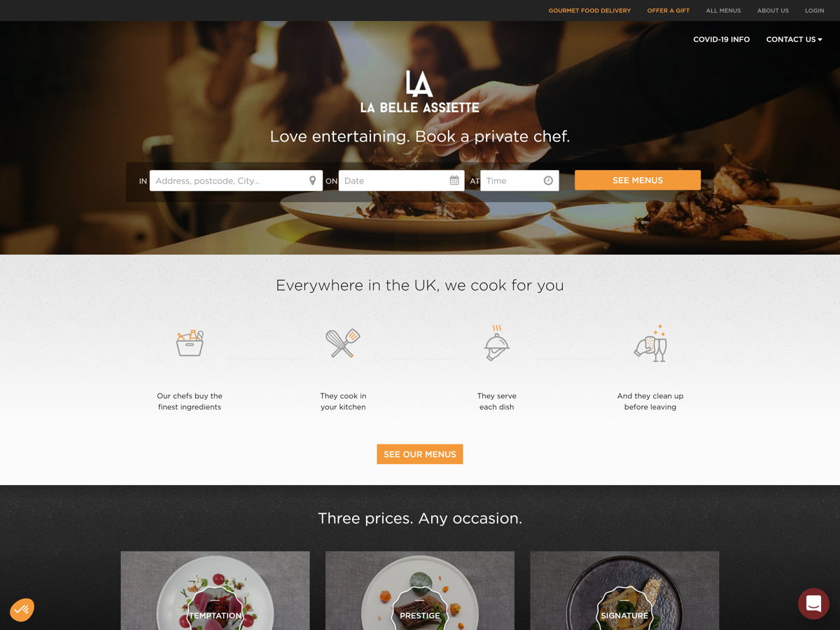 Screenshot of La Belle Assiette, from the food websites collection.