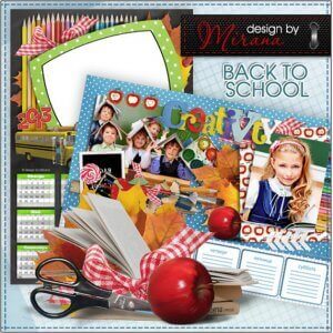 Школьная фотокнига для Фотошоп, календарь и расписание уроков