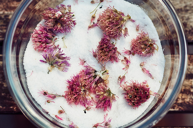 Chive Flowers in Salt