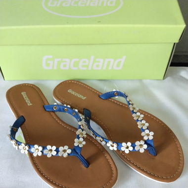 Graceland Zehentrenner FlipFlop Blau & Blumen 36_2