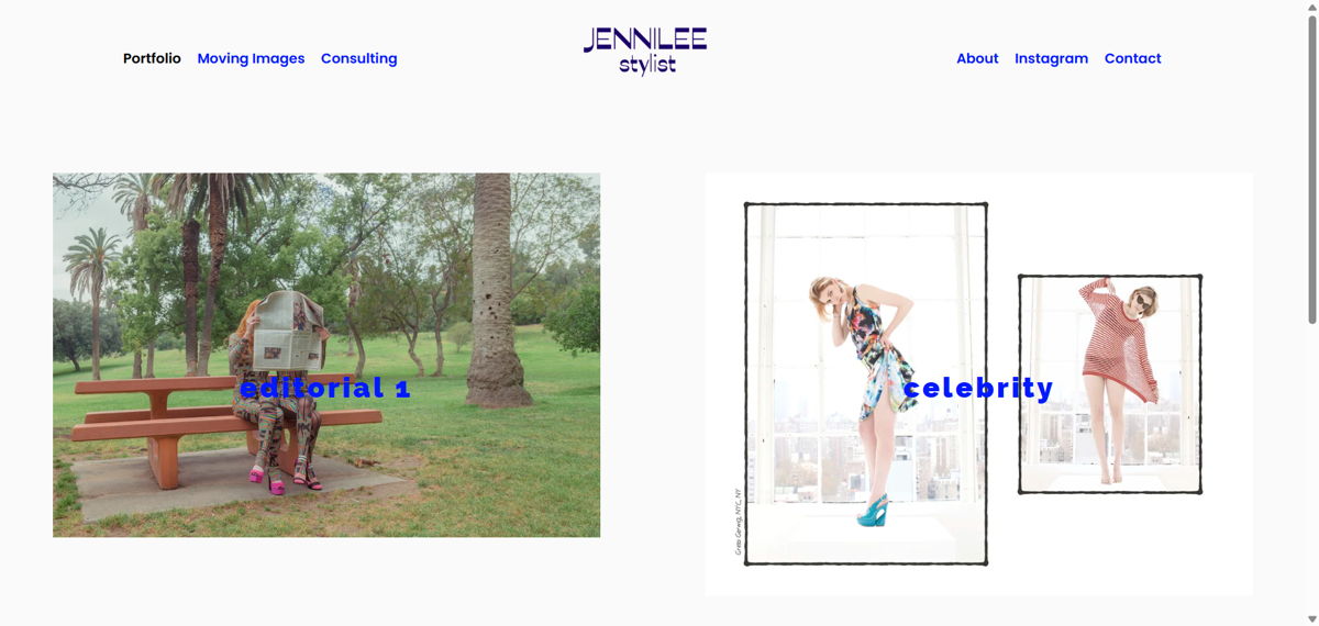 Screenshot of Jennilee Stylist, from the stylist portfolios collection.
