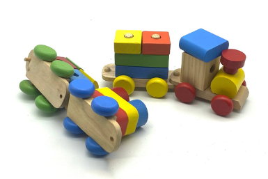 Wooden Puzzle Shapes Stacking Train-18 pieces - Image 3