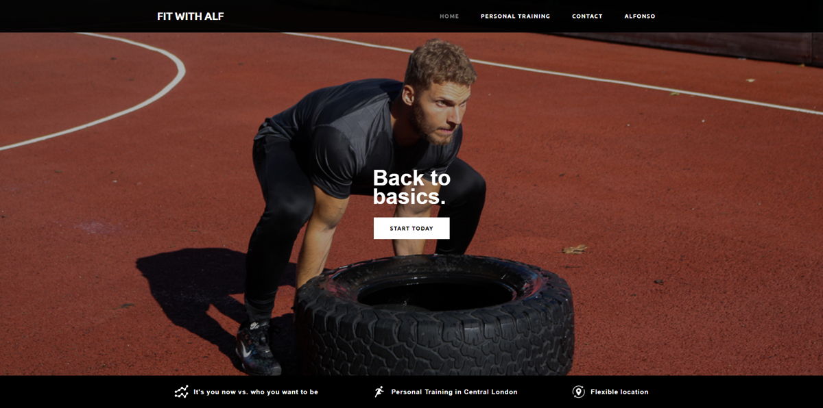 Screenshot of Fit with Alf, from the personal trainer websites collection.