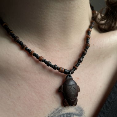 wooden turtle necklace