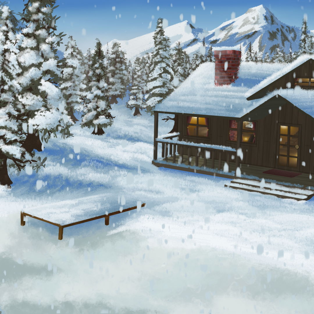 Image of Daytime Snowy Cabin