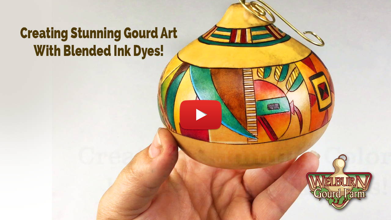 Watch Creating Stunning Gourd Art with Blended Ink Dyes!