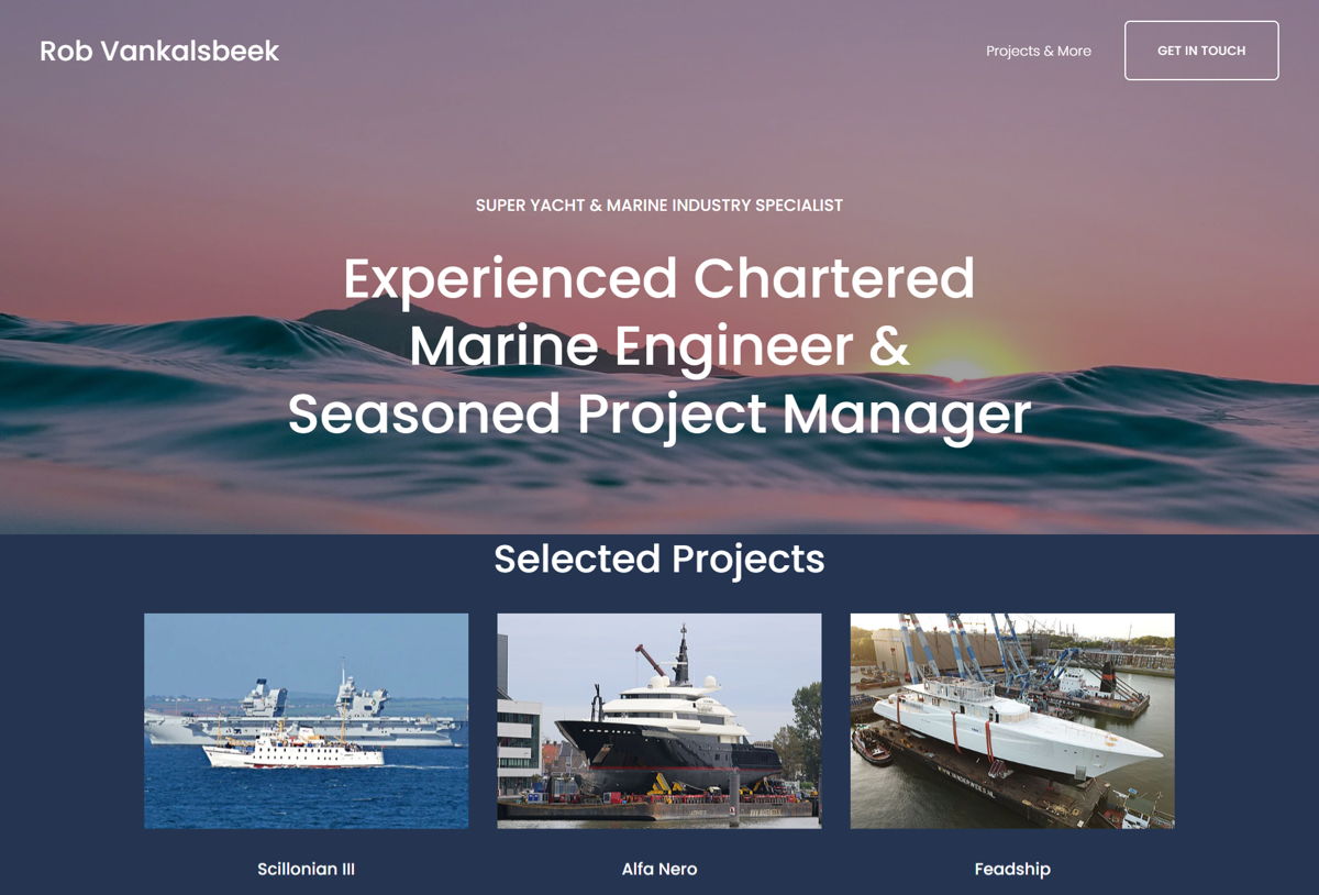 Screenshot of Rob Vankalsbeek, from the engineer portfolios collection.