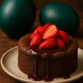 emu-eggs-chocolate-souffle-strawberry-topping