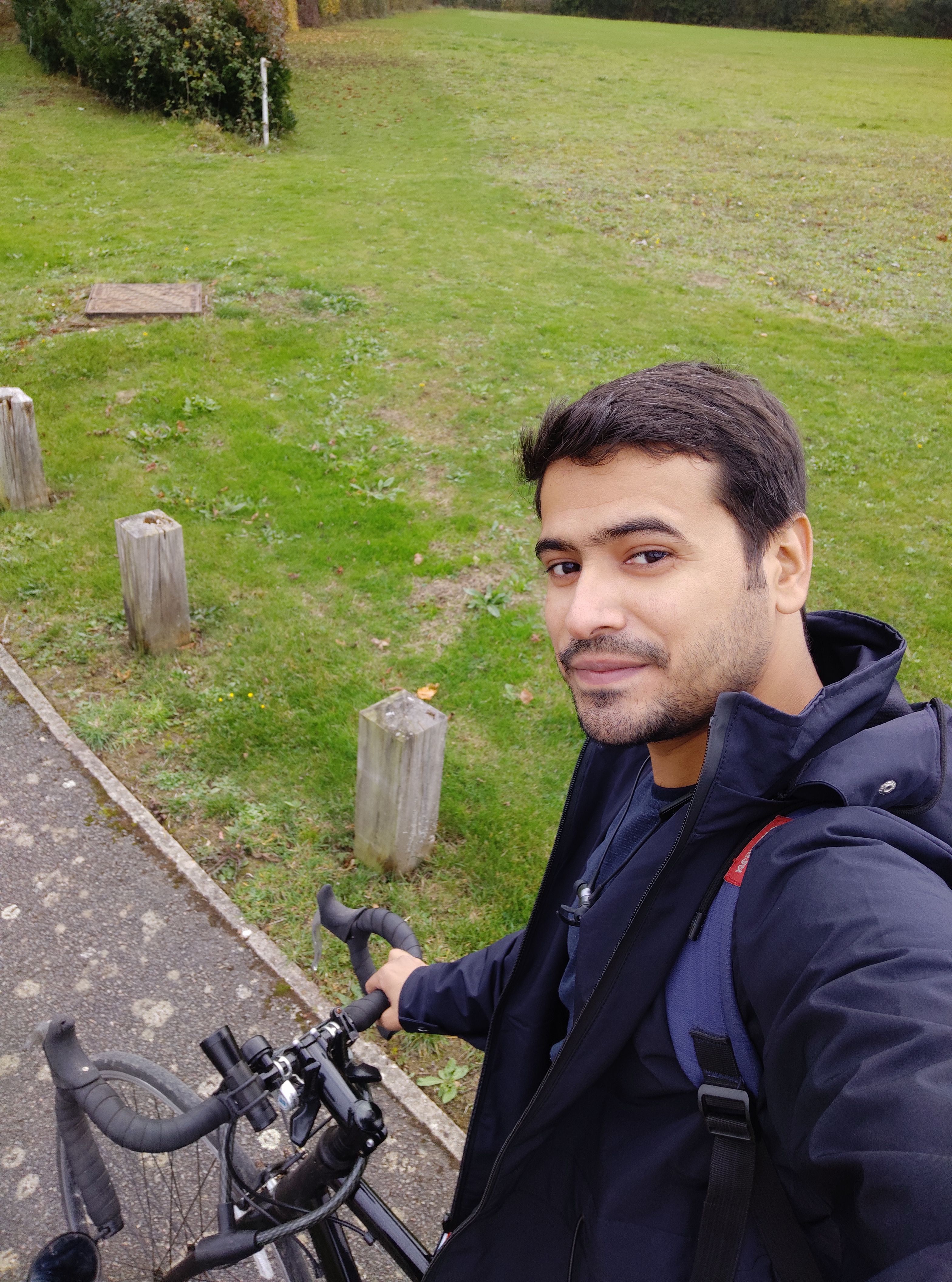 Arjun cycling in his local park