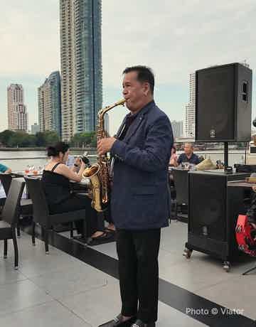 A live band performs on the boat
