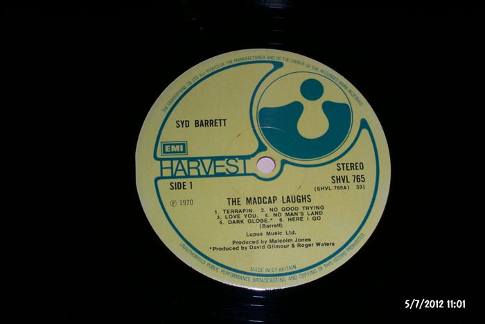 Syd Barrett - The Madcap Laughs harvest uk early 1970's...