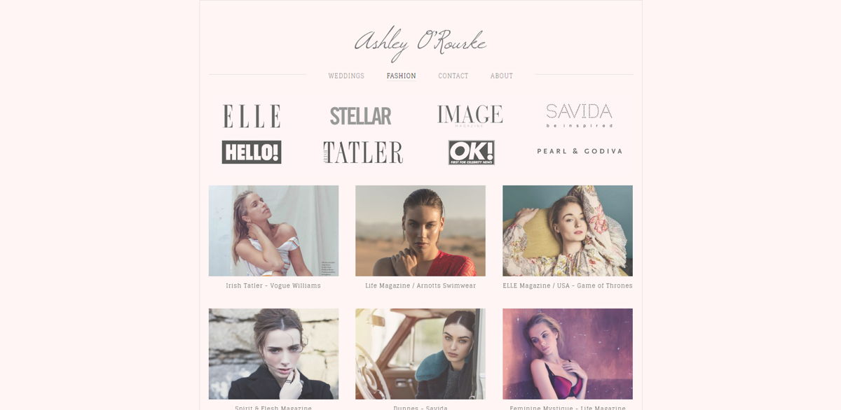 Screenshot of Ashley O'Rourke, from the makeup artist websites collection.