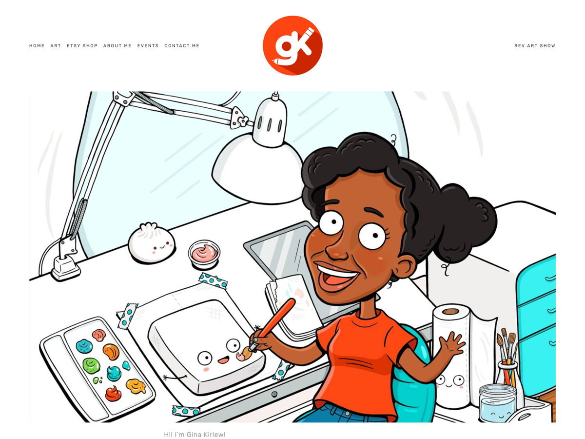 Screenshot of Gina Kirlew, from the squarespace portfolio examples collection.