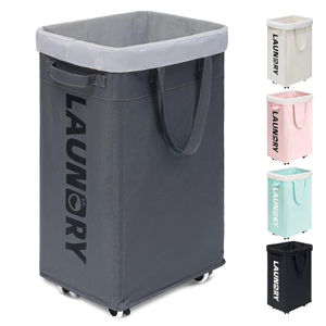 Goodpick Laundry Basket with Wheels, 75L Collapsible Laundry Hamper, Clothes Hamper with Removable Wash Bag for Laundry Room, Rolling Laundry Basket with Handles, Grey