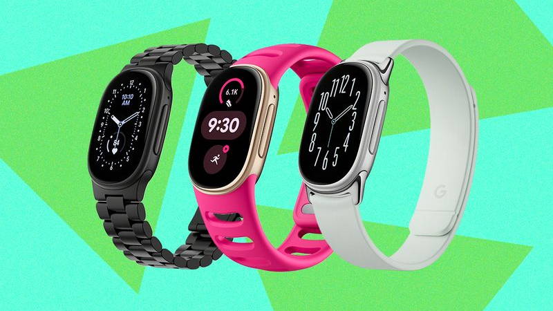 Three smartwatches with different types of wristbands